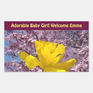 Adorable Baby Girl! Welcome Baby Name Spring Sticker