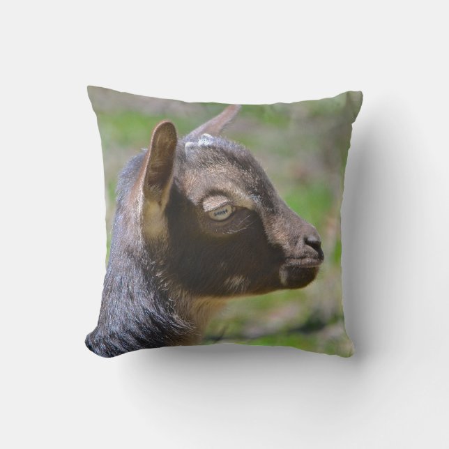 Adorable Baby Goat Throw Pillow (Front)