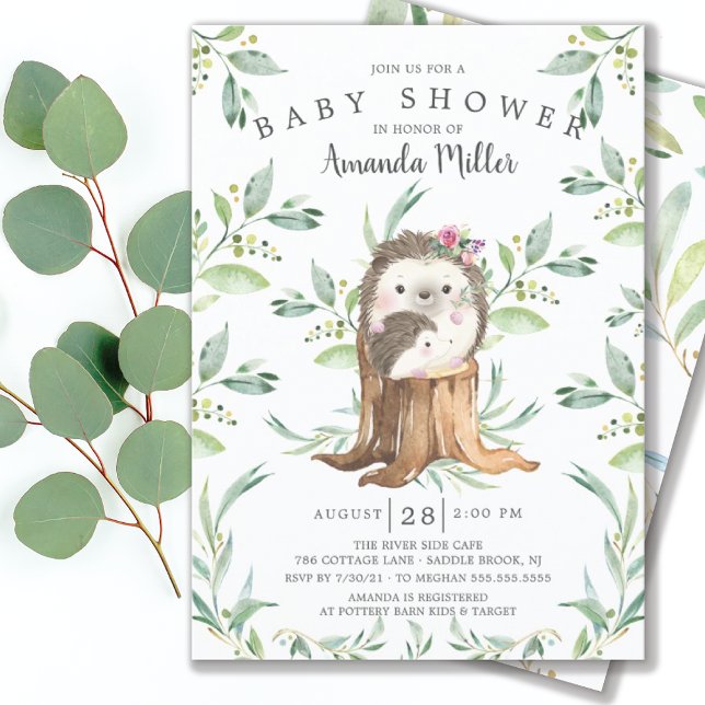 Adorable Baby Hedgehog and Mom Baby Shower  Invitation (Creator Uploaded)