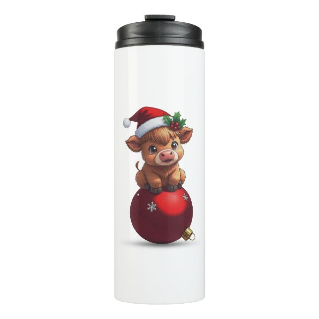 adorable baby highland cow sitting thermal tumbler (Front)