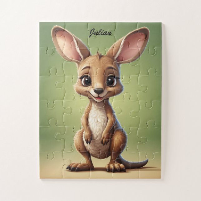 Adorable baby kangaroo personalized jigsaw puzzle (Vertical)