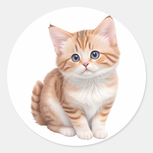 Adorable Baby Kitten Cute  Classic Round Sticker (Front)