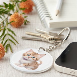 Adorable Baby Kitten Design Keychain