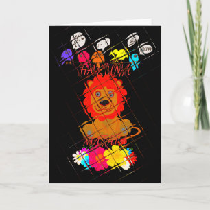 Adorable Baby Lion Art Design Motif Card