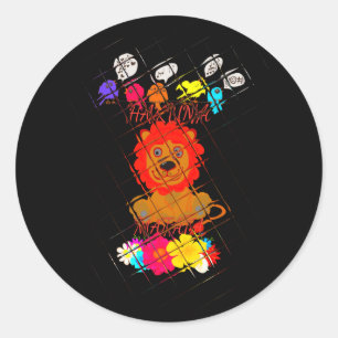 Adorable Baby Lion Art Design Motif Classic Round Sticker