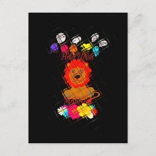 Adorable Baby Lion Art Design Motif Postcard