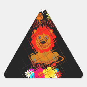 Adorable Baby Lion Art Design Motif Triangle Sticker