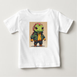 Adorable Baby Lizard in Spiky Jacket T-Shirt Desi