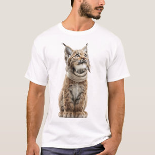 Adorable Baby Lynx wearing Knitted Scarf T-Shirt