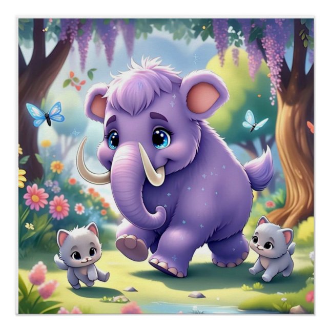 Adorable Baby Mammoth  Poster (Front)