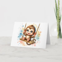 Adorable Baby Monkey Watercolor All Occasions