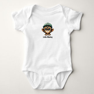 Adorable Baby Monkey with a Stylish Green Hat Bodysuit