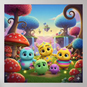 Adorable Baby Monsters Poster