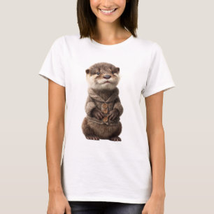 Adorable Baby Otter in a Cozy Knitted T-Shirt