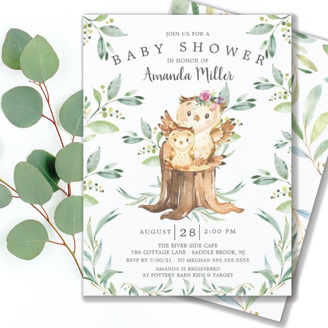 Adorable Baby Owl and Mom Baby Shower Invitation (Creator Uploaded)