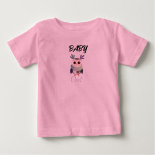 Adorable Baby Owl Graphic Black T-Shirt - Cute