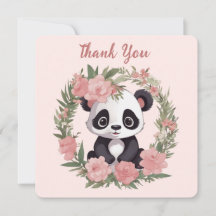 Adorable Baby Panda Bear with Flowers