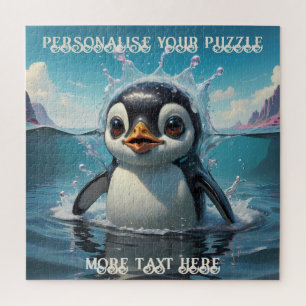 Adorable Baby Penguin Playing in the Arctic Ocean Jigsaw Puzzle