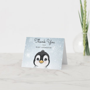 Adorable Baby Penguin Winter Thank You Card
