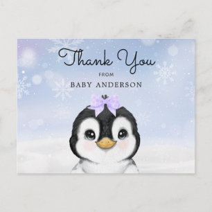 Adorable Baby Penguin Winter Thank You Postcard