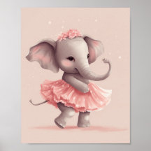 Adorable baby pink elephant with polka dot dress