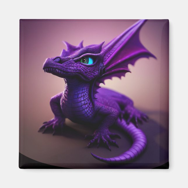 Adorable baby purple dragon magnet (Front)