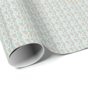 Adorable Baby Rabbits Blue Wrapping Paper
