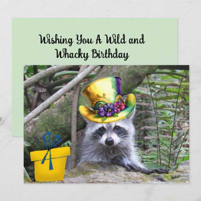 Adorable Baby Raccoon Carte Plat Anniversaire (Devant / Derrière)