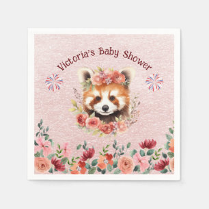 Adorable Baby Red Panda Bear Baby Shower Napkin