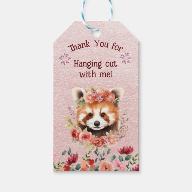 Adorable Baby Red Panda Bear Gift Tag (Front)