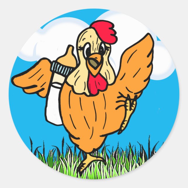 Adorable Baby Rooster tickers Classic Round Sticker (Front)