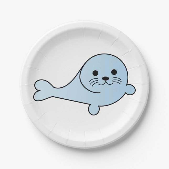 Adorable Baby Seal Paper Plate (Front)
