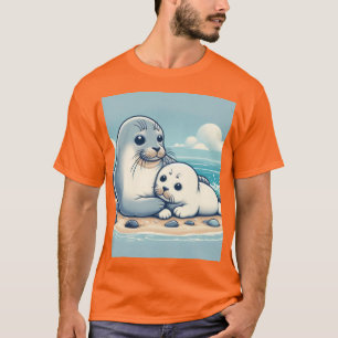 “Adorable Baby Seal with Mom – Ocean Love” T-Shirt