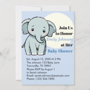 Adorable Baby shower d'éléphant Invitation dans Pa