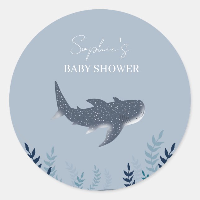 Adorable Baby Shower Under the Sea Whale Shark  Classic Round Sticker (Front)