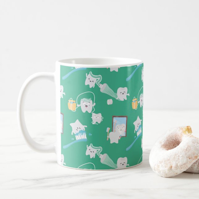 Adorable Baby Teeth Dental Office Dentist  Coffee Mug (With Donut)