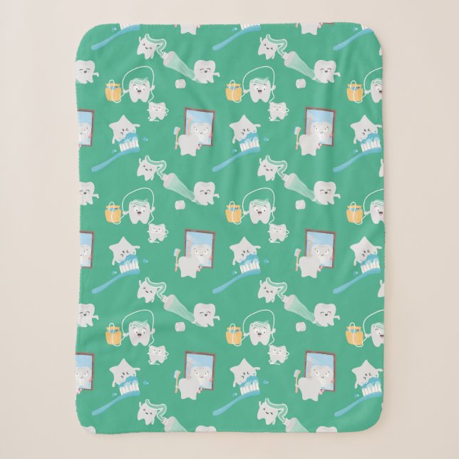 Adorable Baby Teeth Dental Office Dentist  Sherpa Blanket (Front)