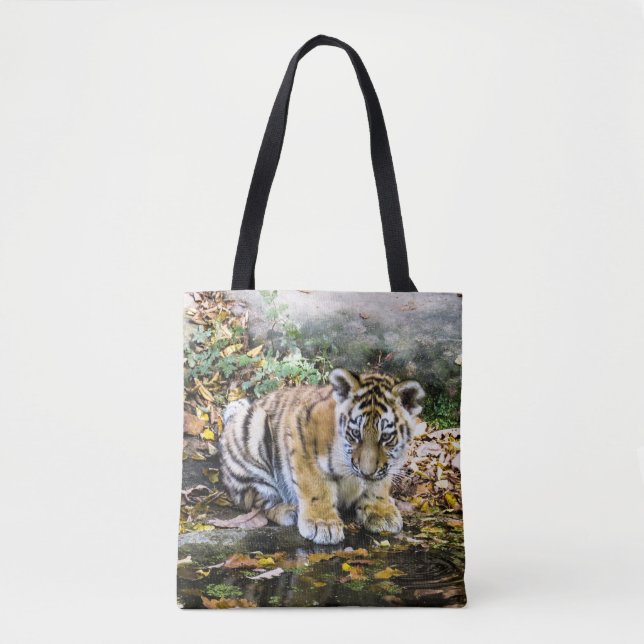 Adorable Baby Tiger Cub Tote Bag (Front)