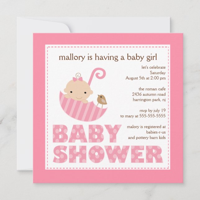 Adorable Baby Umbrella Baby Shower Invitation (Front)