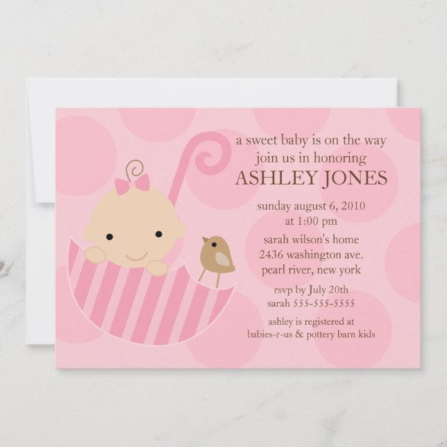 Adorable Baby Umbrella Baby Shower Invitation (Front)