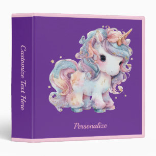 Adorable Baby Unicorn Rainbow Pastel Colors Name Binder
