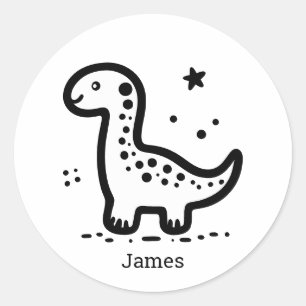 Adorable Baby Whale - Kawaii Sea Creature Line Art Classic Round Sticker