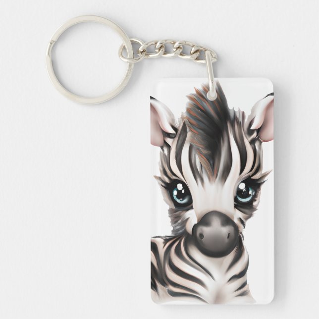 Adorable Baby Zebra Keychain (Front)
