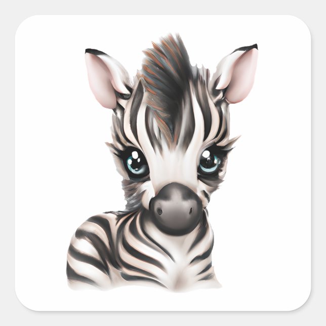 Adorable Baby Zebra Square Sticker (Front)