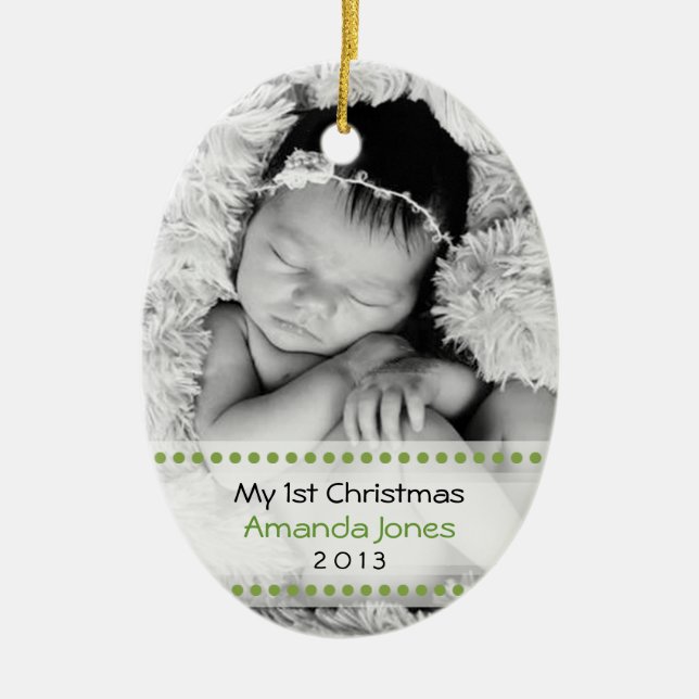 Adorable Babys First Christmas Ceramic Ornament (Front)
