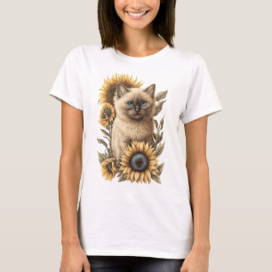 ADORABLE BALINESE KITTEN WITH SUNFLOWERS T-Shirt