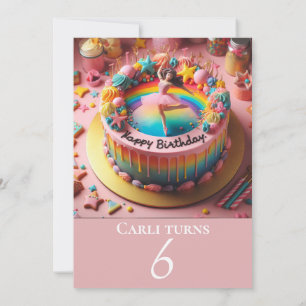 ADORABLE BALLERINA BIRTHDAY CAKE PARTY INVITATION