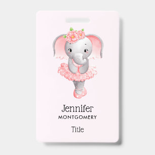Adorable Ballerina Elephant En Pointe Badge