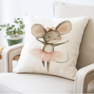 Adorable Ballerina Mouse Pillow, Cute Nursery Throw Pillow
