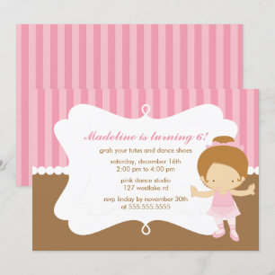 Adorable Ballet Themed Girls Birthday Party Invitation